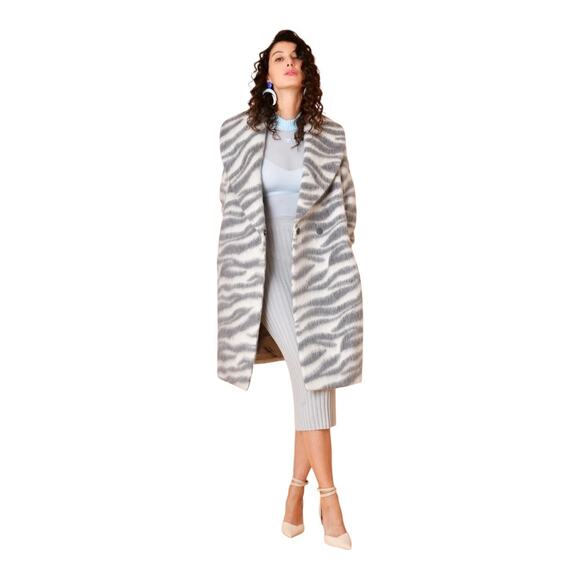 Peserico Women's Alpaca Wool Zebra Coat Size L IT (44) - Picture 1 of 12